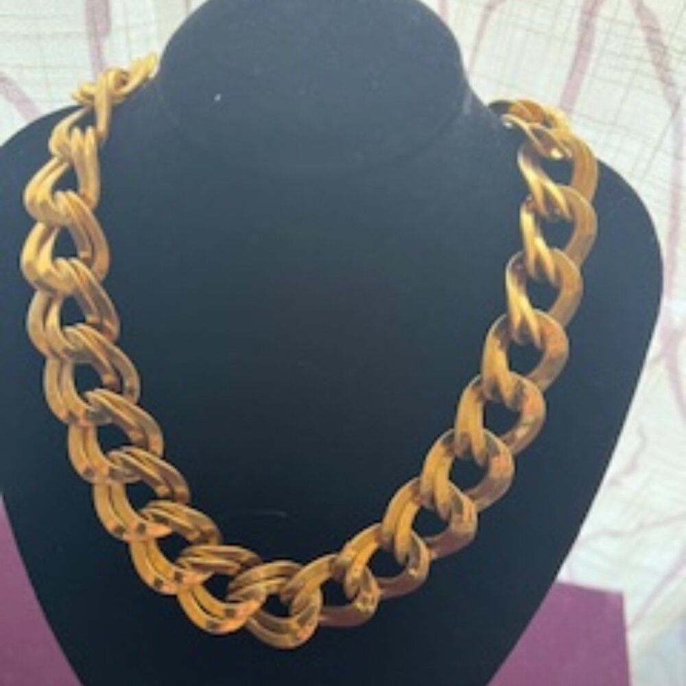 Vintage Monet gold-tone double curb link chain necklace.